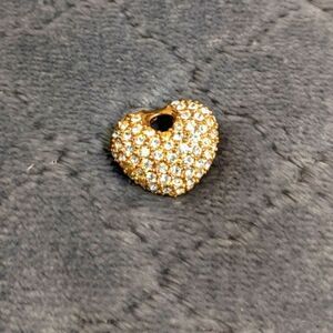 Vintage "Roman Brand" Goldtone and Rhinestone Heart Pendant